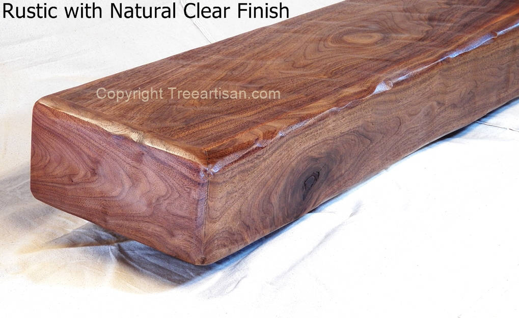 Modern Walnut Fireplace Mantel Shelf with Herringbone Pattern